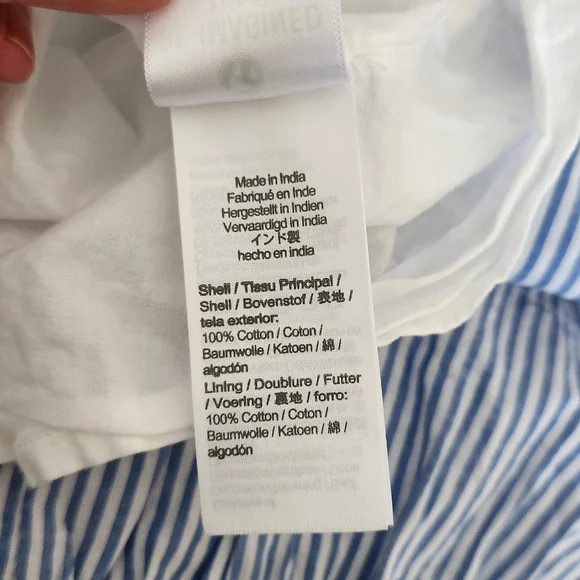 J Crew Midi Puff Sleeve White And Blue Striped Dress - Picture 10 of 11